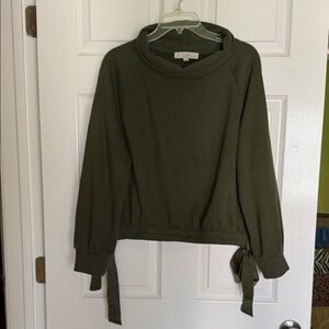 LOFT Forest Green Tie Sleeve Top